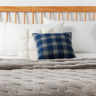 Decorative Throw Pillow Square Plaid Navy Blue - Room Essentials