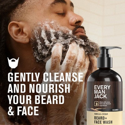 Every Man Jack Naturally Derived Men's Beard and Face Wash - Vanilla + Cedar - 6.7 fl oz: Paraben-Free, Vegan, Gel, Normal Skin