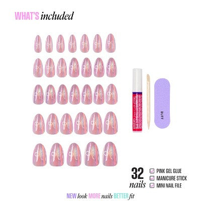 KISS Nails GLAM Embellished Press-On Fake Nails - Medium Almond - Crystal Pop - 35ct