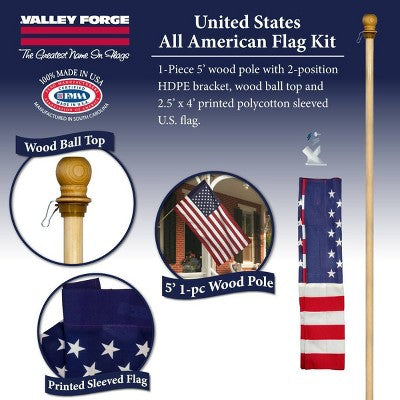 Valley Forge Flag 50"x62" Wood Pole Flag (LOCAL PICKUP ONLY)