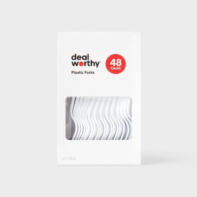 Plastic Forks - 48ct - Dealworthy: Disposable Flatware, Solid Pattern, 6.25" Length
