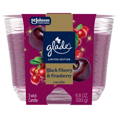 Glade 3 Wick Fall Candle in Glass Jar - Black Cherry & Cranberry - 6.8oz