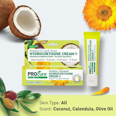 Procure Hydrocortisone with Calendula Cream 1 oz, Maximum Strength Itch Relief with Botanical Support to Soothe Red, Irritated Skin
