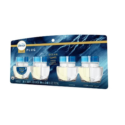 Febreze Plug Quadruple Air Freshener Refills - Ocean - 3.48 fl oz/4pk