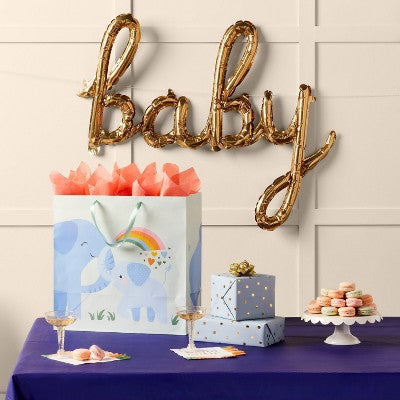 "baby" Script Foil Balloon Banner Gold - Spritz