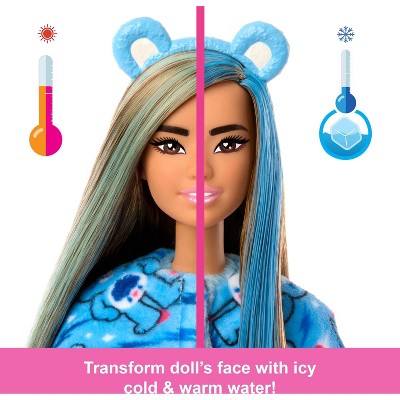 Barbie 11.5" Cutie Reveal Doll & Accessories in Grumpy Bear Plush Costume Brown Hair/Brown Eyes with 10 Surprises