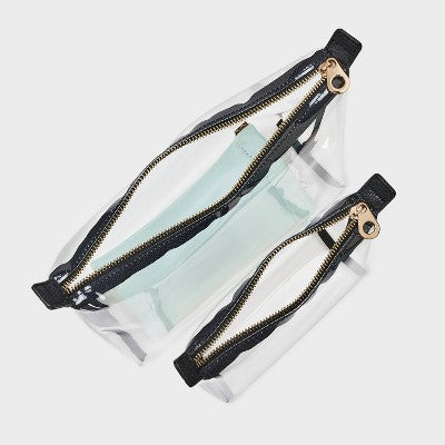 Travel Bag Pouch System - Universal Thread Clear: Solid TPU Vinyl Clutch, Zip Closure, 10.25" x 7" x 3.25"