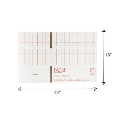 Scotch Packet Small Mailing Box: Cardboard Shipping Box, 9.5" x 6", White, Flap Closure, Single Pack