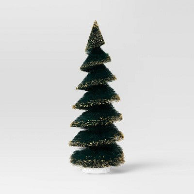 16" Christmas Spiral Sisal Tree Deep Green/Gold Glitter - Wondershop
