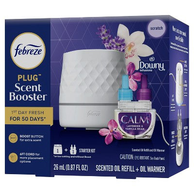 Febreze Plug Scent Booster Downy Calm Starter Kit - 0.87 fl oz/2ct: Electric, Oil, Air Freshener Holders