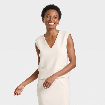 Women's Sandwash Vest - A New Day Cream M