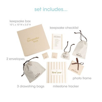 Pearhead 10"x10" Baby's My First Keepsake Box - Linen Beige