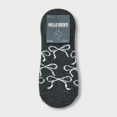 Women's Bows 3pk Liner Socks - Charcoal Heather /Black/Ivory 4-10