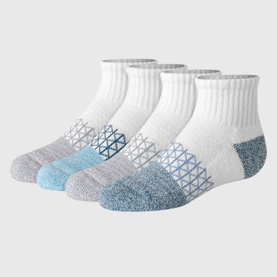 Hanes Boys' 4pk Absolute Active Ankle Socks - White S (4.5-8.5)