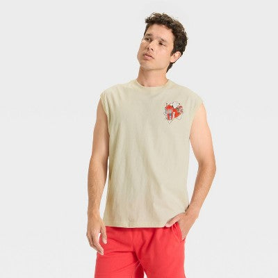 Men's Icee Graphic Muscle Tank Shirt - Original Use Beige M