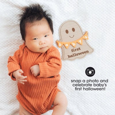 Pearhead Halloween Baby's First Wooden Photo Card