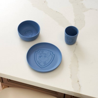 Lalo PAW Patrol 3pc Toddler Mealtime Set Silicone Plate, Bowl, and Cup - Chase