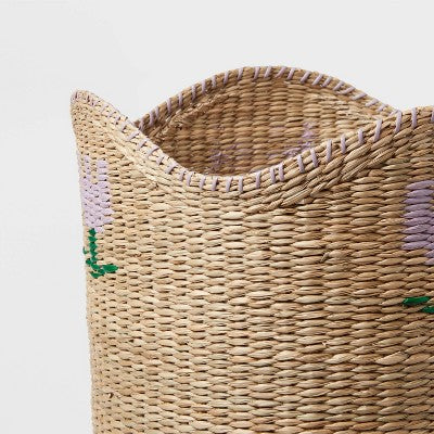 XL Woven Kids' Storage Basket with Purple Flower - Pillowfort