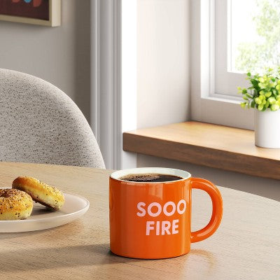16oz Stoneware Sooo Fire Mug Orange - Room Essentials