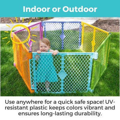 Toddleroo by North States Superyard Colorplay 6 Panel Freestanding Baby Playard - Bright (LOCAL PICKUP ONLY)