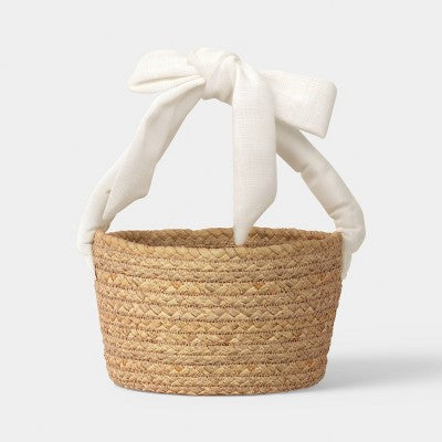 Natural Woven Bow Handle Basket Ivory - Threshold