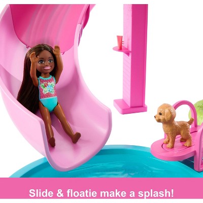 Barbie Dream Pool Playset with Slide & Bubbling Hot Tub with 20+ Accessories