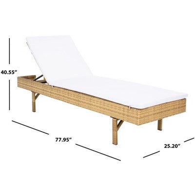 Cam Sunlounger W/ Cushion - Outdoor - PAT7501 - Natural/White - Safavieh (LOCAL PICKUP ONLY)