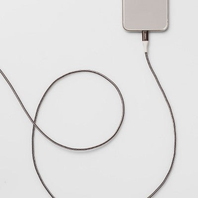 4' Lightning to USB-A Braided Cable - heyday Black/White/Gunmetal: Phone Charging Cord