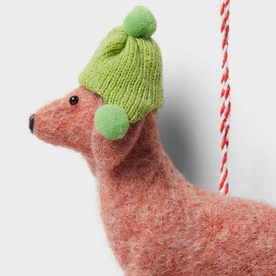 Felted Wool Dachshund Dog Christmas Tree Ornament - Wondershop