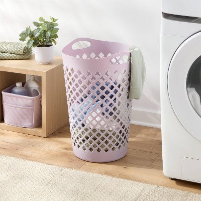 2.2bu Flexible Laundry Hamper Lavender - Brightroom: Tall Plastic Clothes Hamper with Built-In Handles, Diamond Pattern (LOCAL PICKUP ONLY)