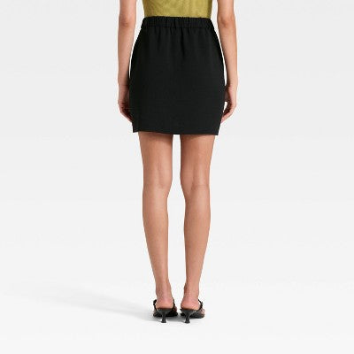 Women's Tailored Mini A-Line Skirt - A New Day Black L