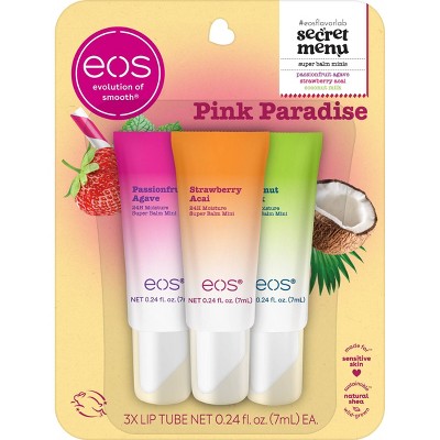 eos 24H Moisture Super Balm Minis - Pink Paradise - 0.72 fl oz/3pk