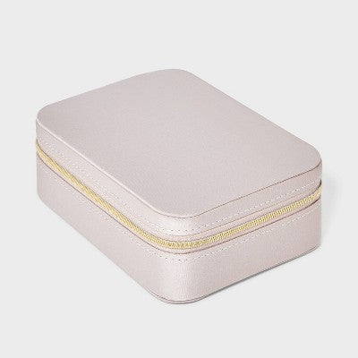 Rectangular Travel Jewelry Organizer - A New Day Taupe Satin: Polyester Storage Box, Adult Use