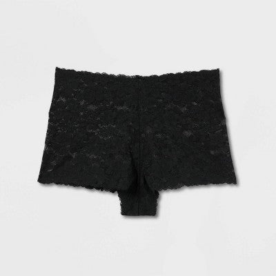 Women's Allover Lace Boy Shorts Underwear - Auden Black XS