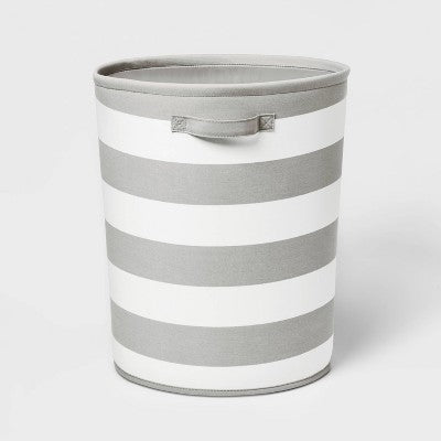 Extra Large Canvas Striped Kids' Bin Gray - Pillowfort: Toy Storage, Decorative Circular Bin, 38.2 Volume Capacity (LOCAL PICKUP ONLY)