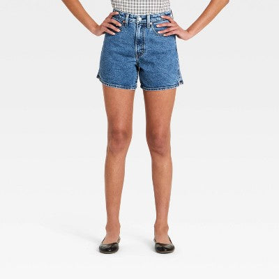 Women's High-Rise A-Line Denim Shorts 5" Medium Wash 4