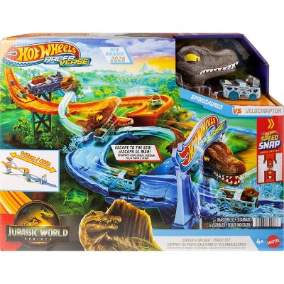 Jurassic World Hot Wheels Racer Verse Rebirth Crash and Splash Track Set