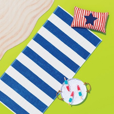 Striped Beach Towel Blue/White - Sun Squad