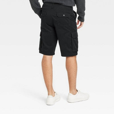 Men's 11" Cargo Shorts - Goodfellow & Co Black 40: Midweight Cotton-Spandex, Below Knee