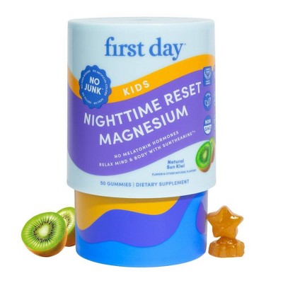First Day Kids' Nighttime Reset Magnesium Gummies for Relaxed Mind and Body - Sun Kiwi - 50ct