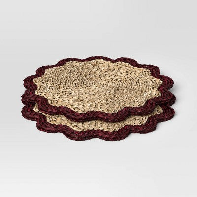 2pk Woven Charger Scallop Red - Threshold