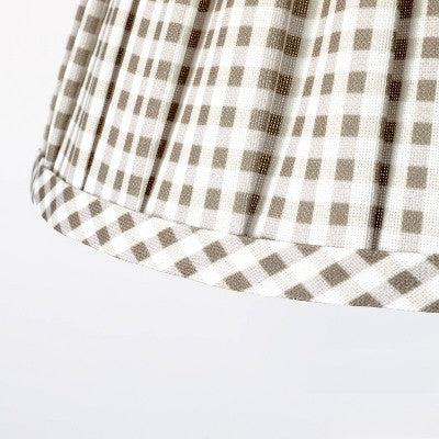 Ceramic Table Lamp with Gingham Print Pleated Shade Cream/Sage Green (Includes LED Light Bulb) - Threshold designed with Studio McGee