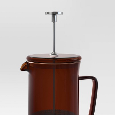 33.8oz Glass French Press Coffee Maker Brown - Threshold: Borosilicate, Manual, Dishwasher-Safe, 4-Cup Capacity