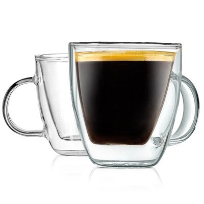 NutriChef 5.2oz Clear Glass Coffee Mug Set - 2pc