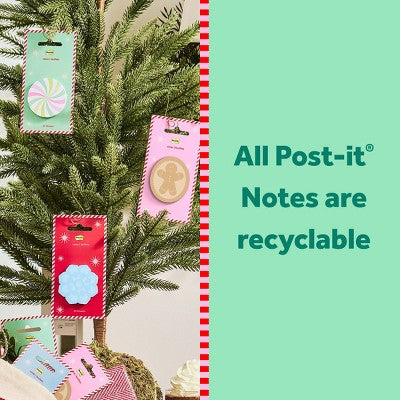 Post-it 2pk Jingle Notes Gingerbread Man 1.9"x1.9" Holiday Sticky Note Pads 25 Sheets Each