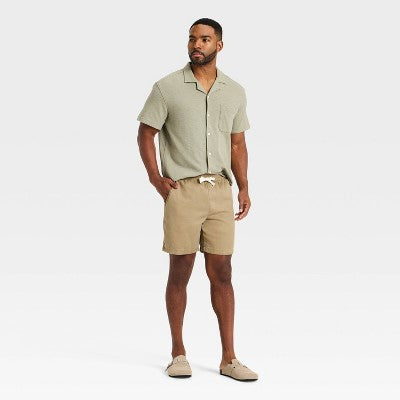 Men's Short Sleeve Knit Camp Shirt - Goodfellow & Co Tan M