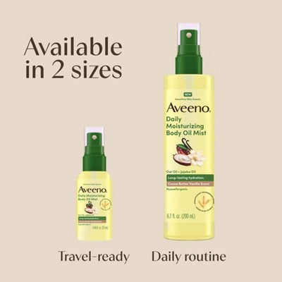Aveeno Daily Moisturizing Body Oil Mist with Oat and Jojoba Oil - Hypoallergenic - Cocoa Butter Vanilla Scen t- 6.7 fl oz