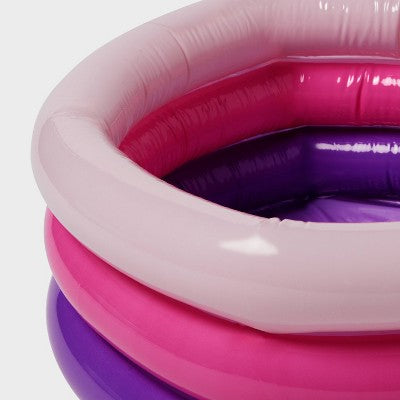 5.91'' x 1.97'' x 7.87'' Mini 3 Ring Pool 11 gal Round Kiddie Pool Pink - Sun Squad