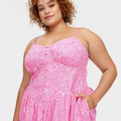 Women's Paisley Floral Drop Dress Pink - Roller Rabbit Target XXL