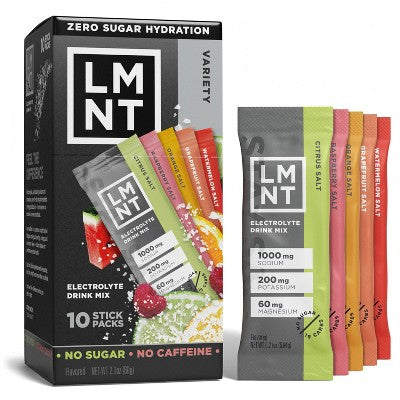 LMNT Zero-Sugar Electrolytes Sports Drink - Variety Pack - 2.1oz/10ct EX 09/2026